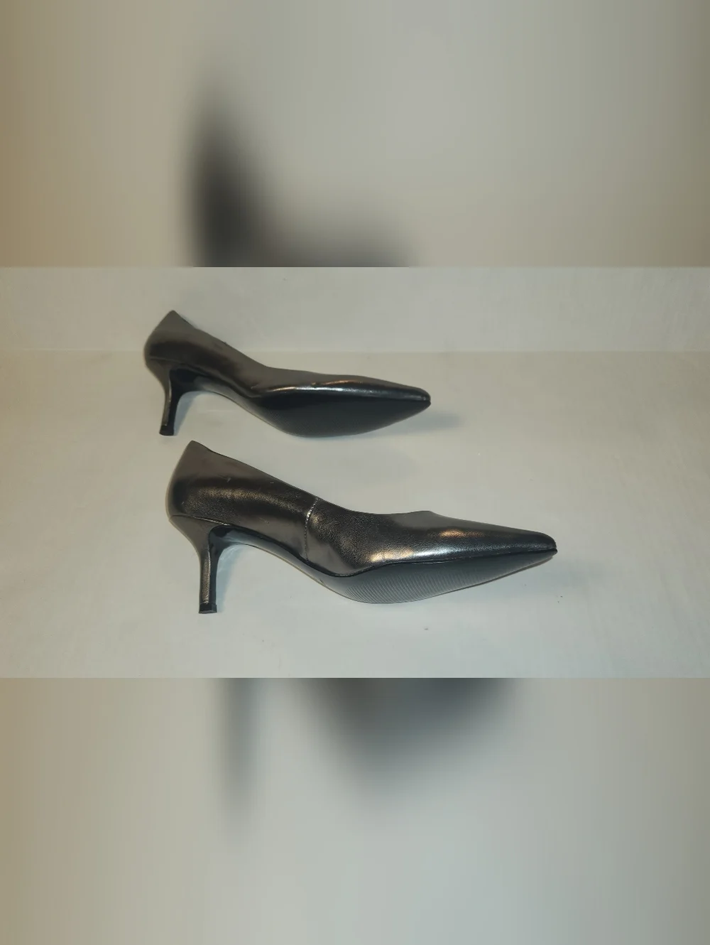 Nine West Chrissie Metallic Silver Pointed Toe High Heels Kitten Heel 8 NWT NWOB